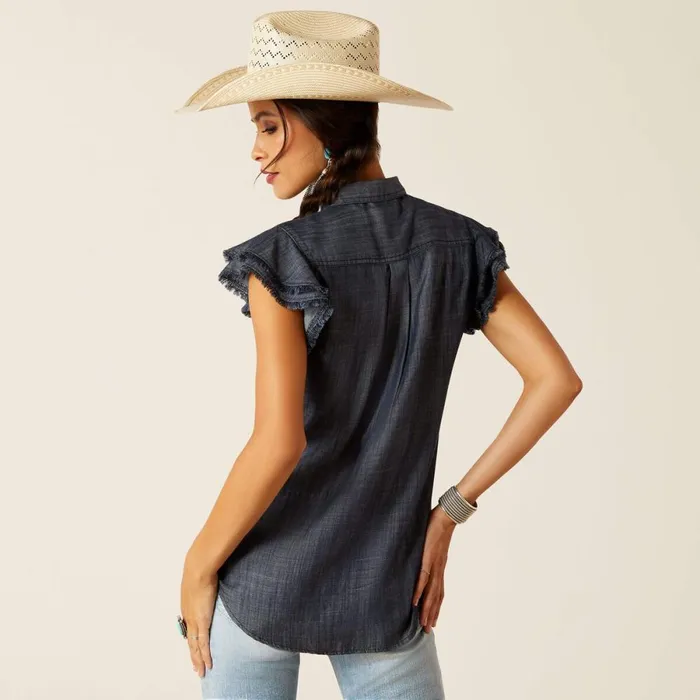 Carriage Top Indigo Rinse Women Ariat TShirts and Tops Carriage Top Indigo Rinse Women Ariat TShirts and Tops