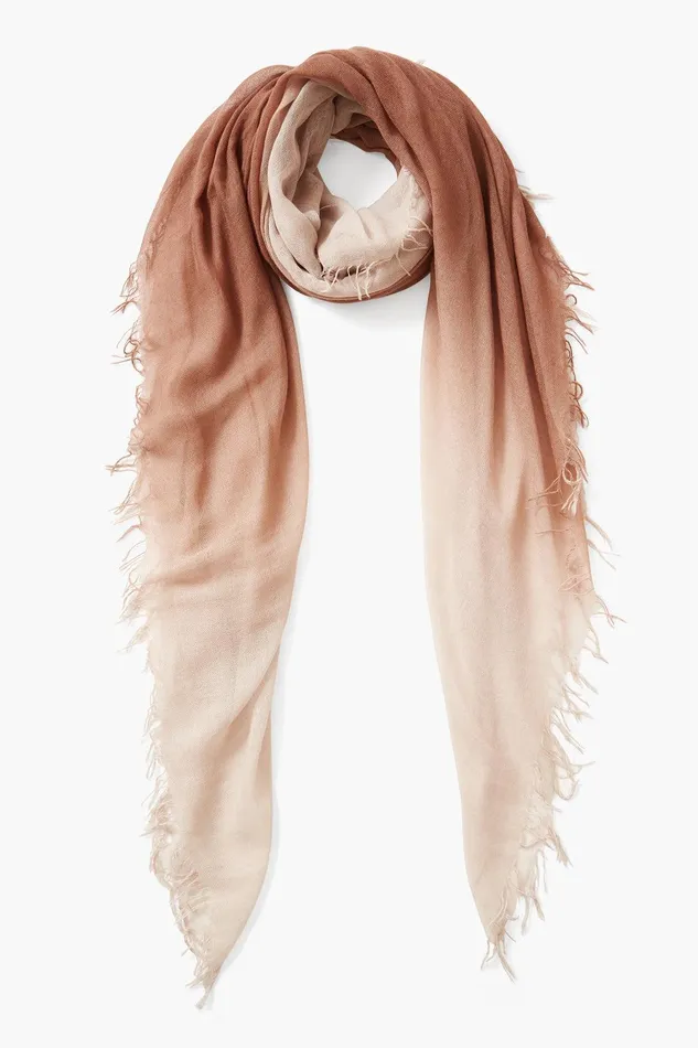 Cashmere And Silk Scarf Cognac Dip Dyed Women Chan Luu Scarves