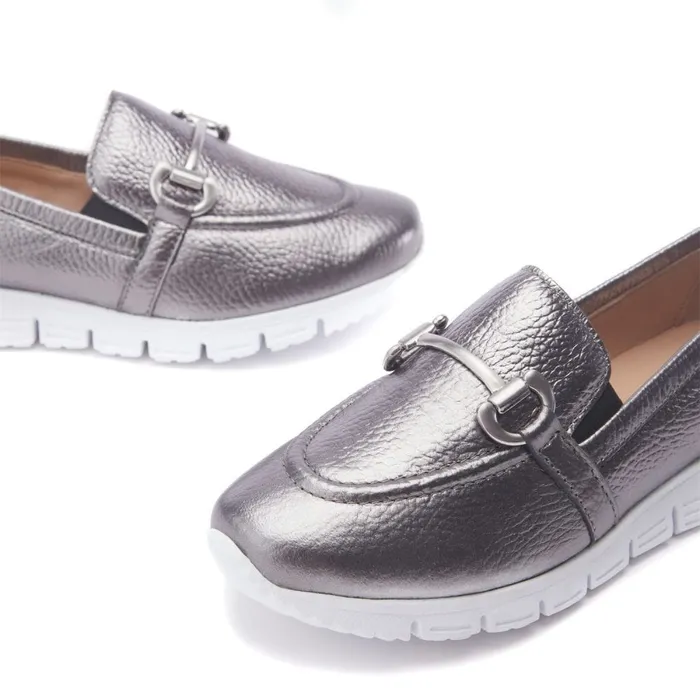 Casual Shoes Women Moda In Pelle Francie Pewter Leather