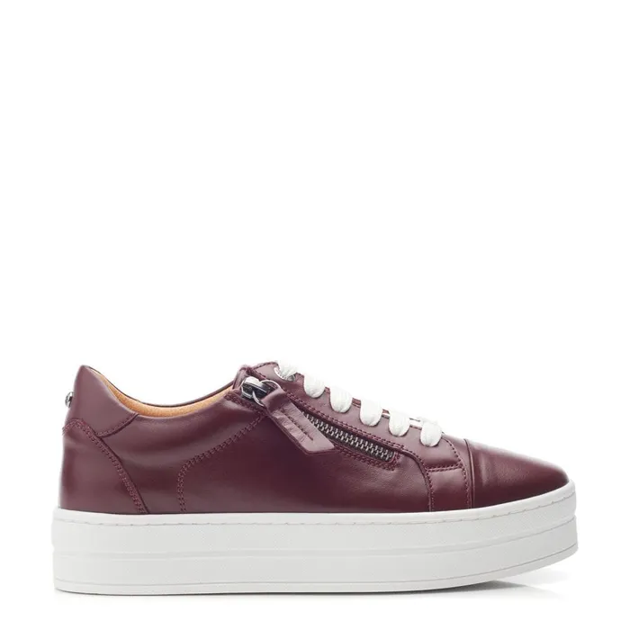 Casual Trainers Women Moda In Pelle Abbiy Burgundy Leather
