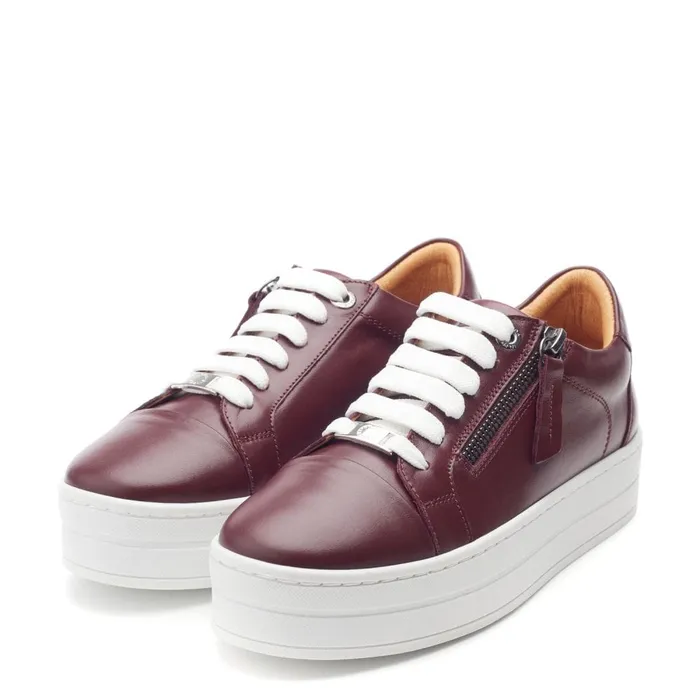 Casual Trainers Women Moda In Pelle Abbiy Burgundy Leather