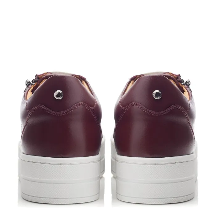 Casual Trainers Women Moda In Pelle Abbiy Burgundy Leather