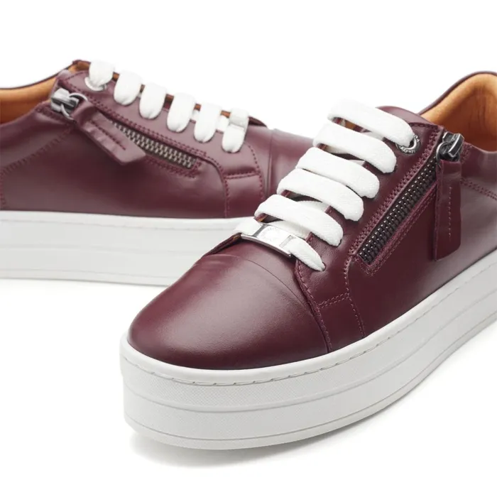 Casual Trainers Women Moda In Pelle Abbiy Burgundy Leather