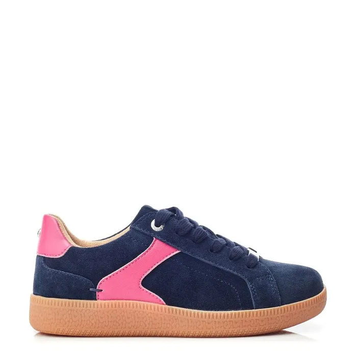 Casual Trainers Women Moda In Pelle Allette Navy Suede
