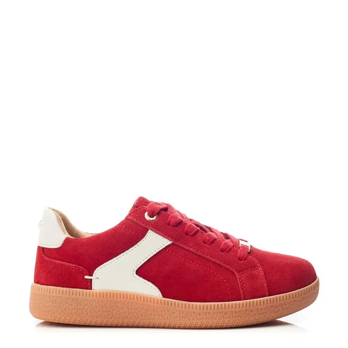 Casual Trainers Women Moda In Pelle Allette Red Suede