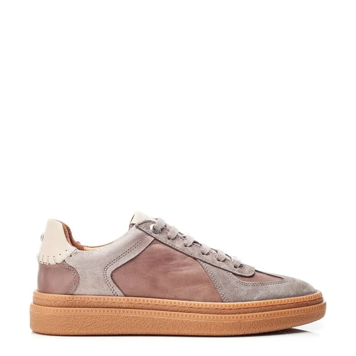 Casual Trainers Women Moda In Pelle Anilla Taupe Leather