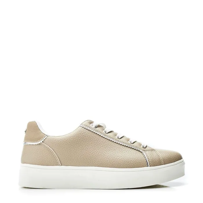 Casual Trainers Women Moda In Pelle Belammy Taupe Porvair