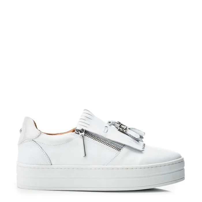 Casual Trainers Women Moda In Pelle Bessans White Leather