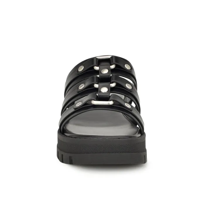 Cazz Fisherman Slide Sandals Black Women Nine West Low Heel Cazz Fisherman Slide Sandals Black Women Nine West Low Heel