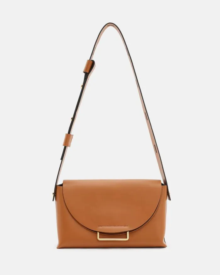 Celeste Leather Crossbody Bag Desert Tan Women AllSaints Handbags and Wallets