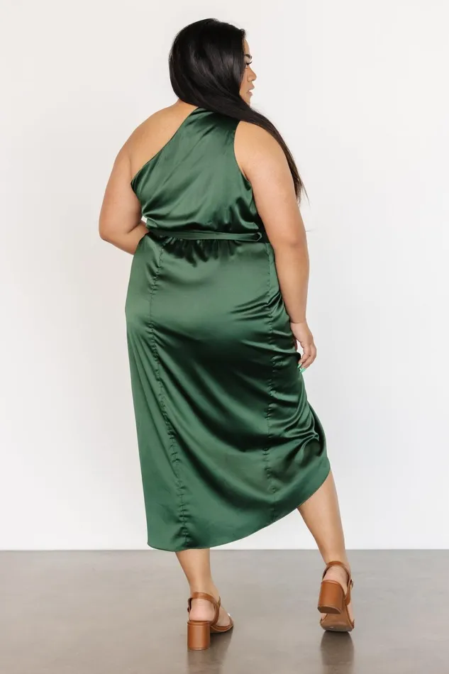 Celia One Shoulder Midi Dress Dark Green Women Baltic Born Wedding Guest