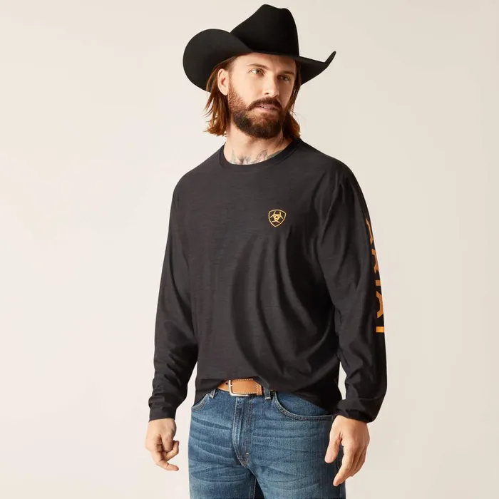 Charger Logo TShirt Black Heather Copper Oxide Men Ariat TShirts and Polos