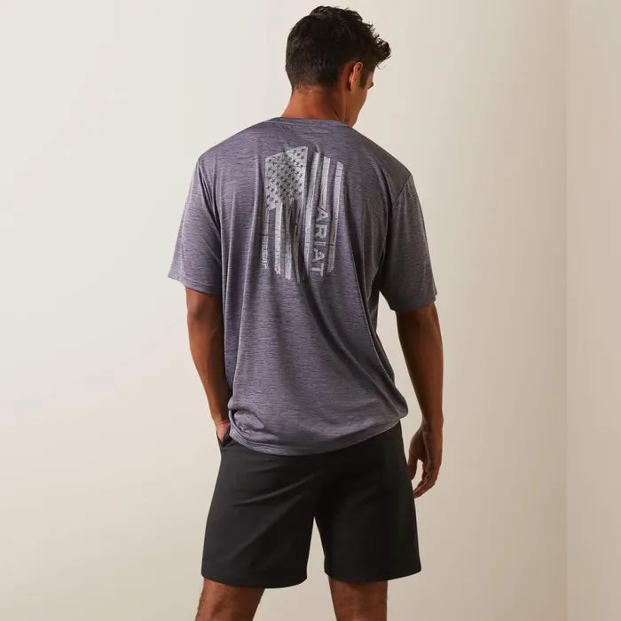 Charger Vertical Flag Tee Graystone Men Ariat TShirts and Polos