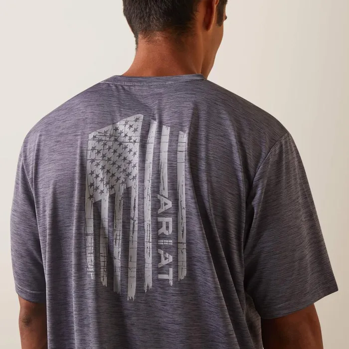 Charger Vertical Flag Tee Graystone Men Ariat TShirts and Polos Charger Vertical Flag Tee Graystone Men Ariat TShirts and Polos