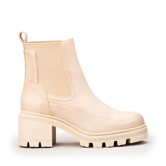Chelsea Boots Women Moda In Pelle Chella Cream Leather