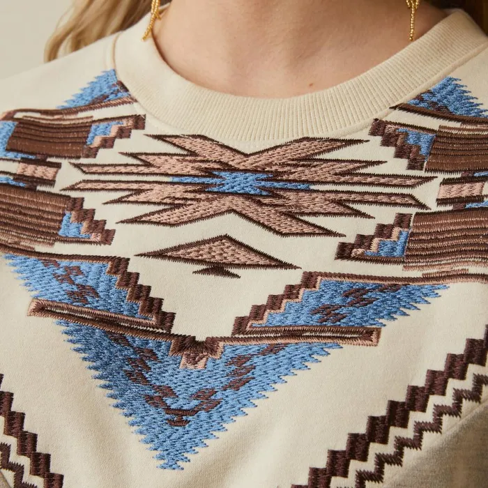 Chimayo Embroidered Sweatshirt Brindle Women Ariat Sweaters and Cardigans Chimayo Embroidered Sweatshirt Brindle Women Ariat Sweaters and Cardigans