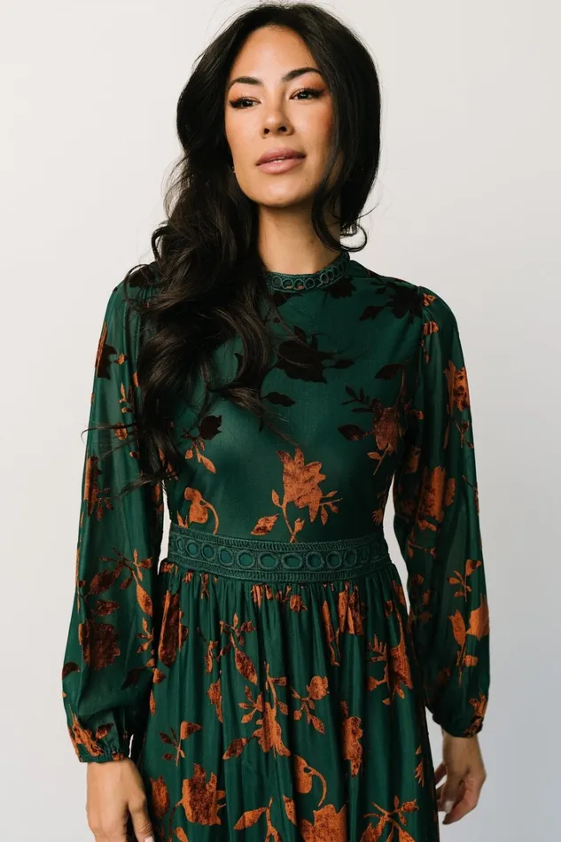 Christine Velvet Embossed Midi Dress Jade Women Baltic Born Wedding Guest Christine Velvet Embossed Midi Dress Jade Women Baltic Born Wedding Guest