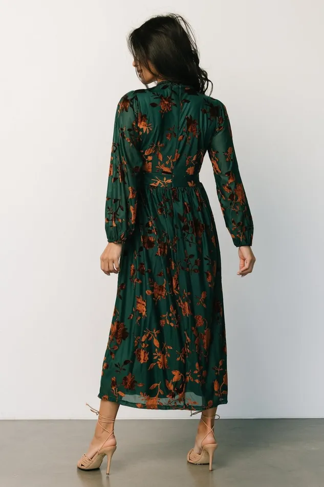 Christine Velvet Embossed Midi Dress Jade Women Baltic Born Wedding Guest Christine Velvet Embossed Midi Dress Jade Women Baltic Born Wedding Guest