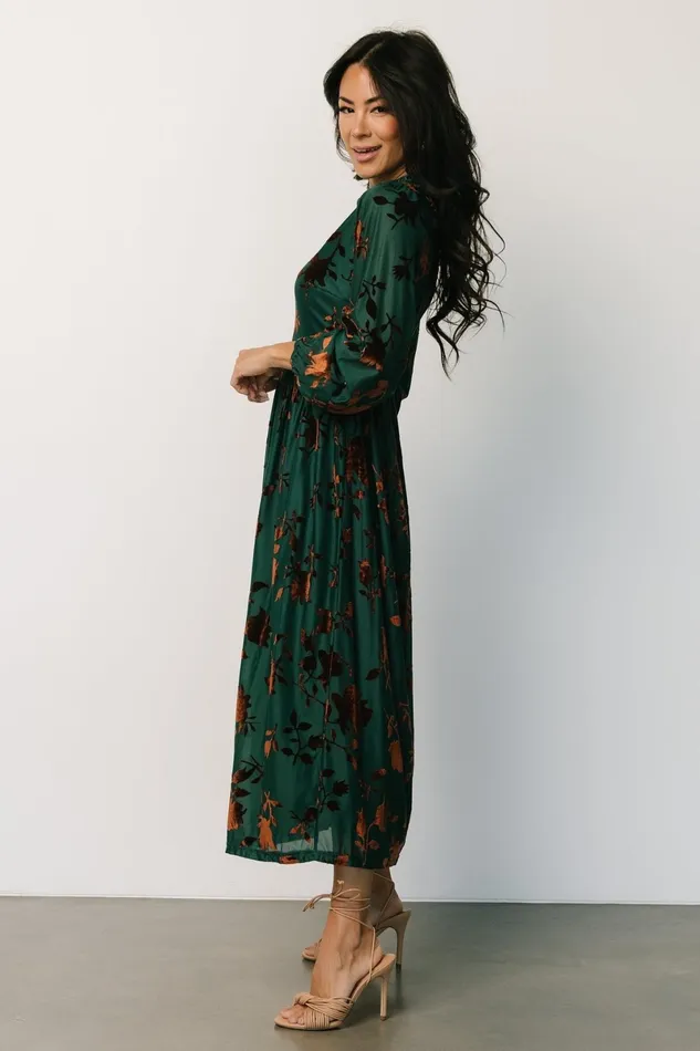 Christine Velvet Embossed Midi Dress Jade Women Baltic Born Wedding Guest Christine Velvet Embossed Midi Dress Jade Women Baltic Born Wedding Guest
