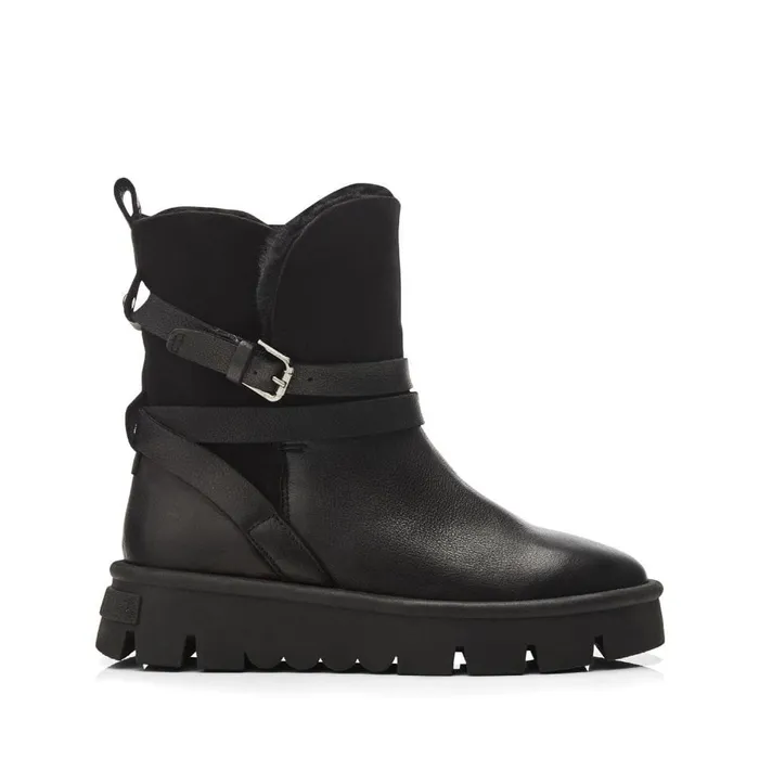 Chunky Boots Women Moda In Pelle Cassa Black Leather