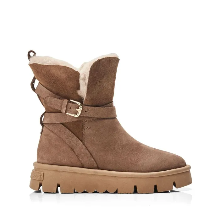 Chunky Boots Women Moda In Pelle Cassa Tan Leather