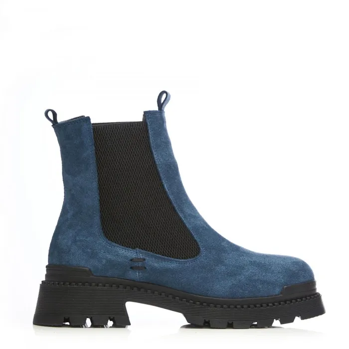 Chunky Boots Women Moda In Pelle Shoon Sh Anika Blue Suede