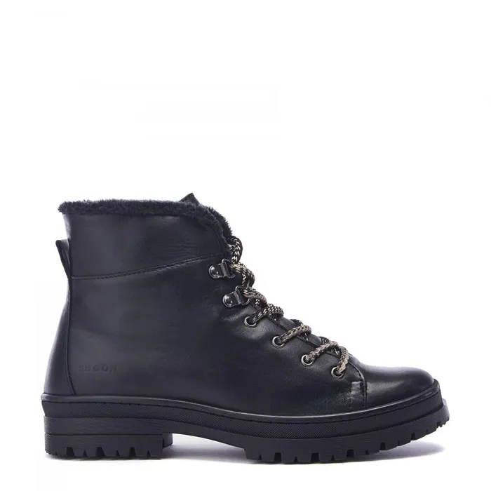 Chunky Boots Women Moda In Pelle Shoon Sh Onella Black Leather