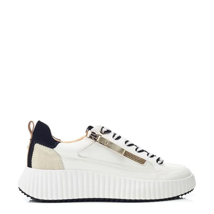 Chunky Trainers Women Moda In Pelle Bouville White Black Leather