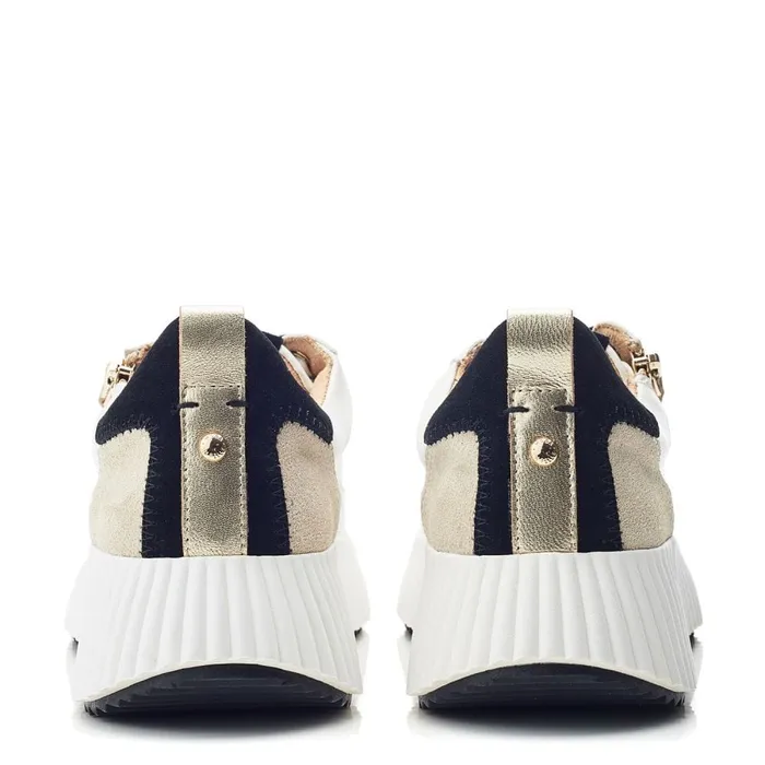 Chunky Trainers Women Moda In Pelle Bouville White Black Leather
