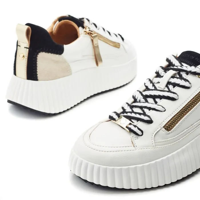 Chunky Trainers Women Moda In Pelle Bouville White Black Leather