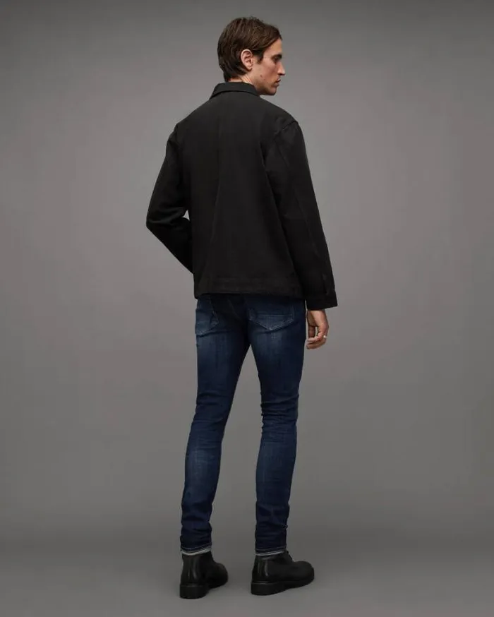 Cigarette Skinny Fit Stretch Denim Jeans Indigo Men AllSaints Jeans