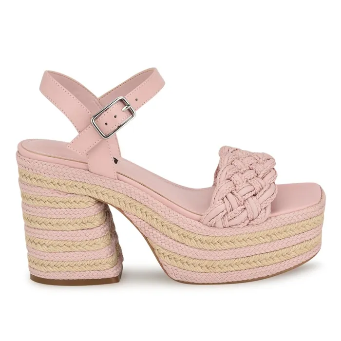 Cinka Woven Platform Sandals Light Pink Women Nine West High Heels