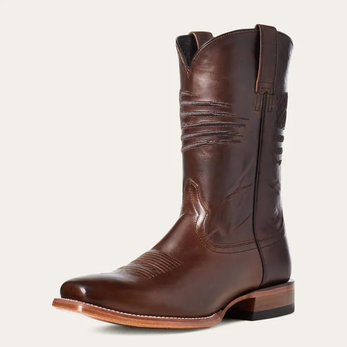 Circuit Patriot Square Toe Western Boot Bar Top Brown Men Ariat Western Boots