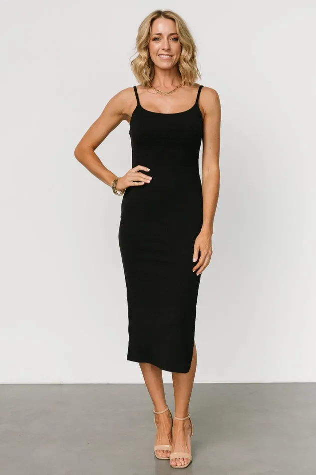Claremont Ribbed Dress Black Women Baltic Born Midi Dresses