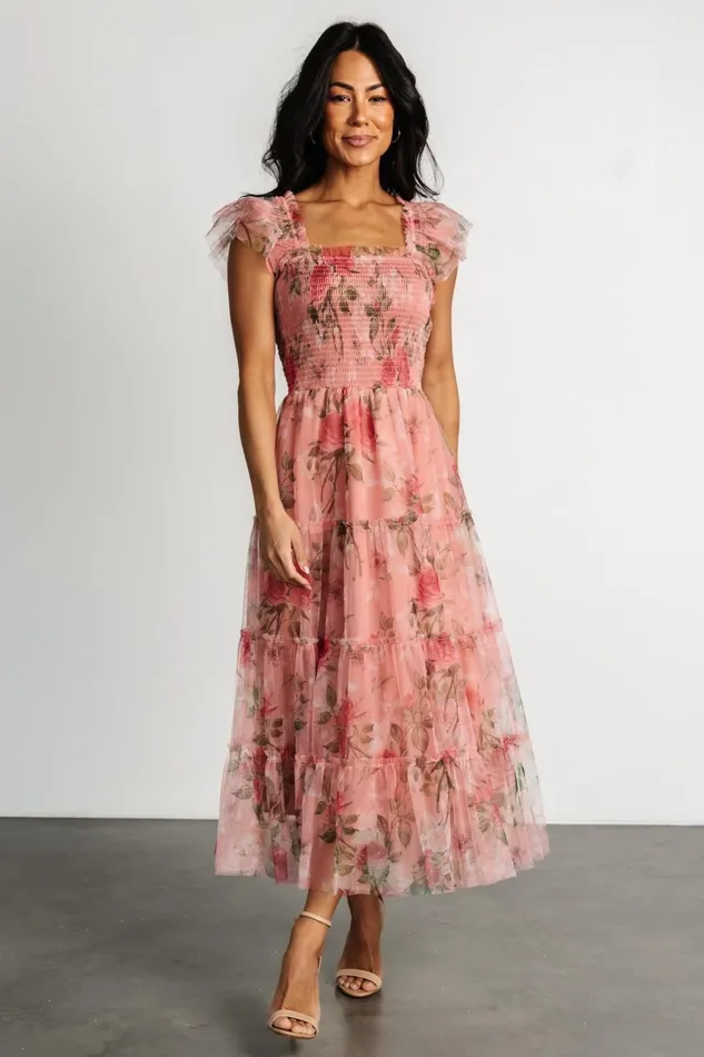 Clementine Tulle Midi Dress Pink Rose Floral Women Baltic Born Tulle Styles Clementine Tulle Midi Dress Pink Rose Floral Women Baltic Born Tulle Styles