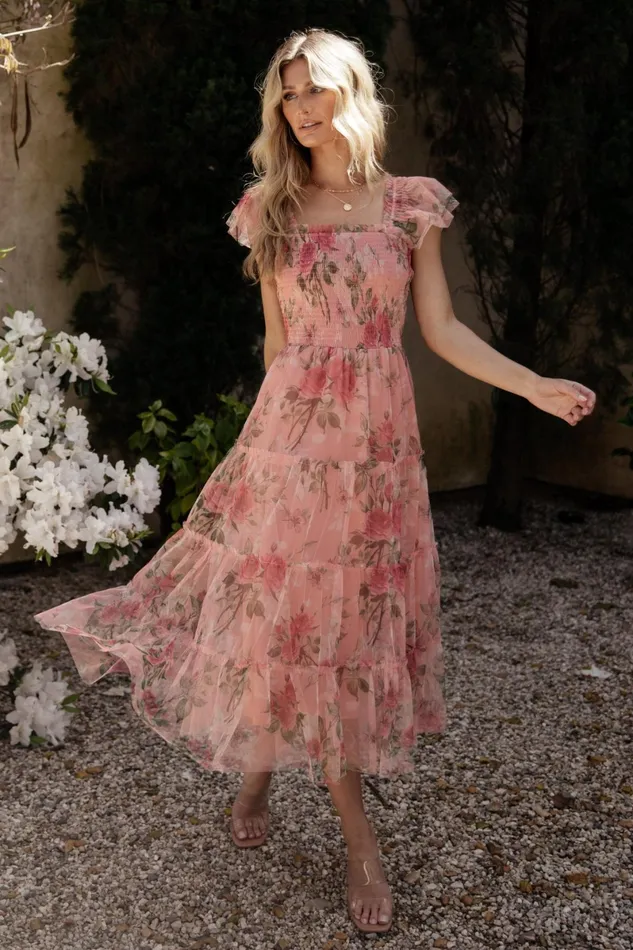 Clementine Tulle Midi Dress Pink Rose Floral Women Baltic Born Tulle Styles Clementine Tulle Midi Dress Pink Rose Floral Women Baltic Born Tulle Styles