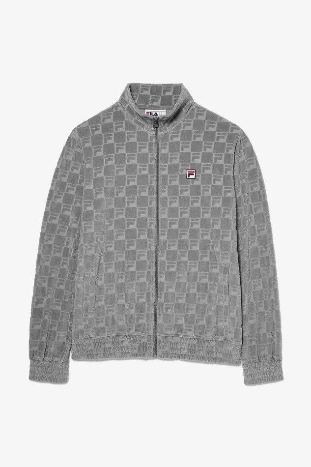 Coats and Jackets Men Fila Jacquard Velour Track Jacket 050 Monument