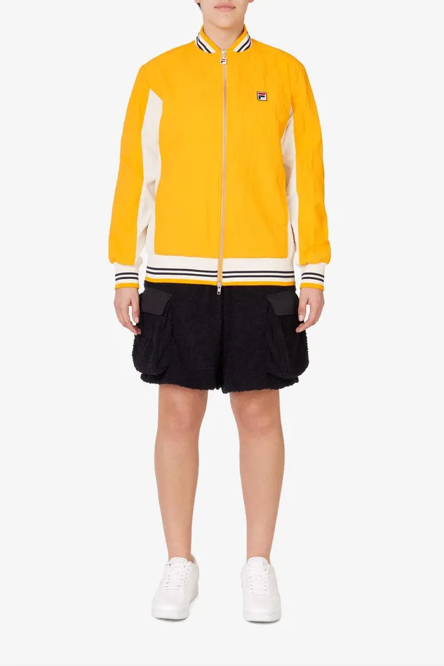 Coats and Jackets Women Fila Crinkled Settanta Jacket 720 Yellow White