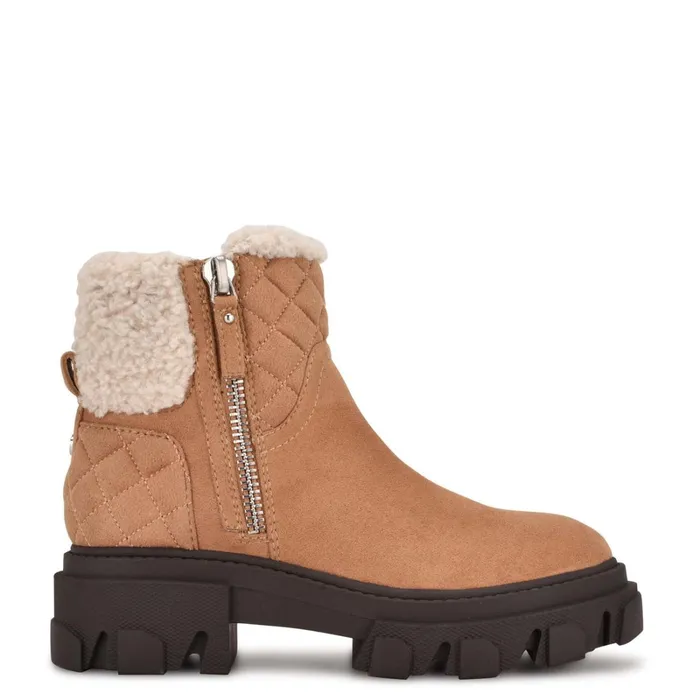 Colbee Lug Sole Booties Cognac Women Nine West Boots and Booties