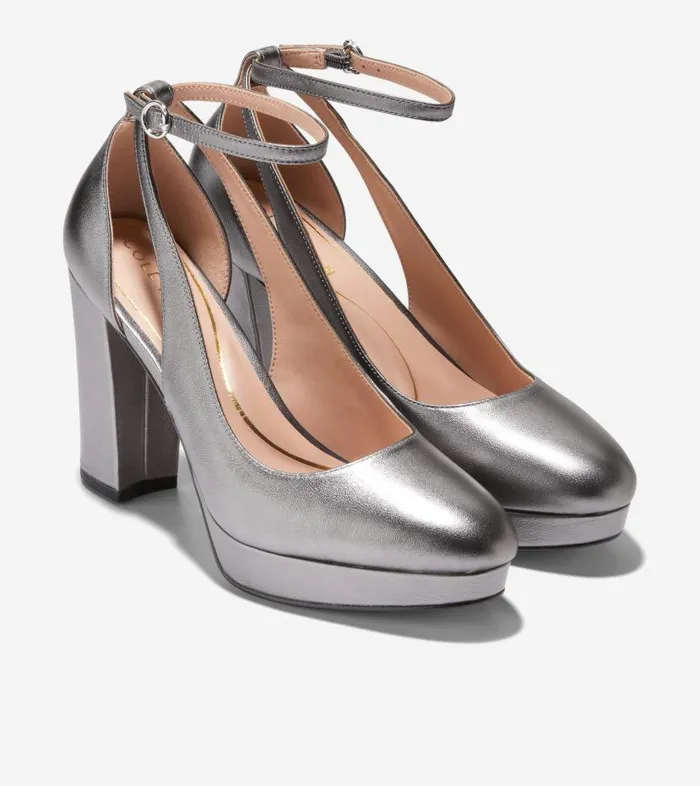 Cole Haan Pumps and Wedges Women Women039s Remi Platform Ankle Strap 100 Silver