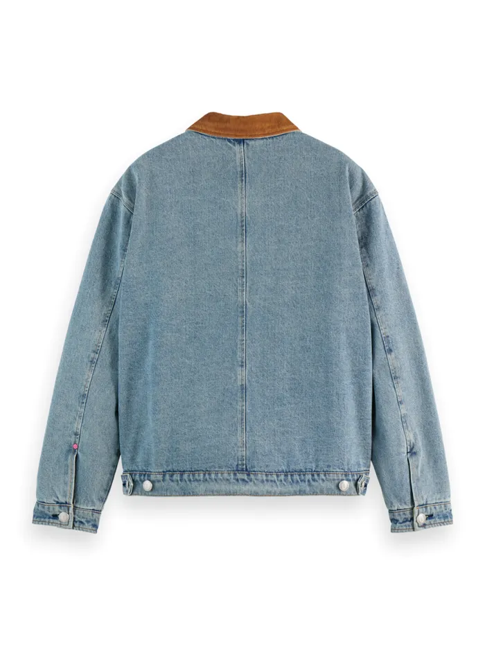 CORD COLLAR INDIGO TEDDY JACKET Washed Indigo Men Scotch and Soda Jackets and Coats CORD COLLAR INDIGO TEDDY JACKET Washed Indigo Men Scotch and Soda Jackets and Coats