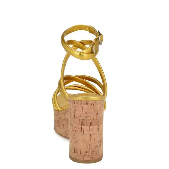 Corke Platform Wedge Strappy Sandals Yellow Women Nine West Wedges Corke Platform Wedge Strappy Sandals Yellow Women Nine West Wedges