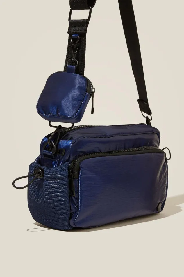 Cotton On Accessories Active Essentials Crossbody Bag Metallic Navy Peony 8211 Women