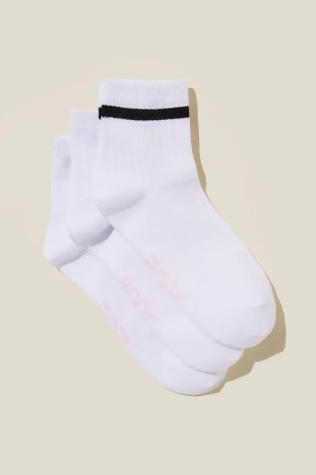Cotton On Accessories Body Mid Crew Socks 3Pk White 8211 Women