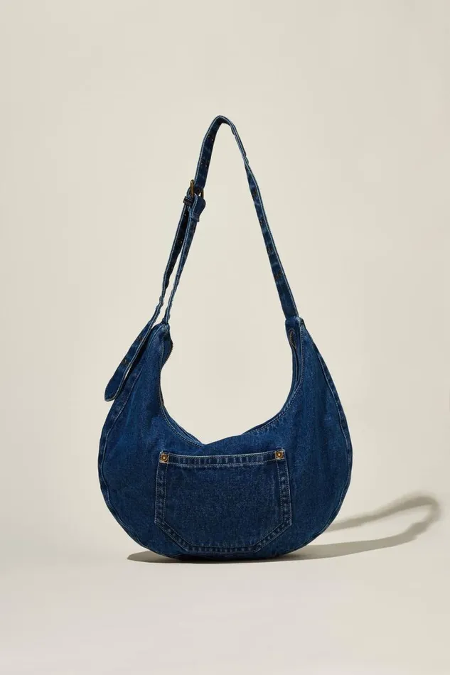 Cotton On BagsandBagCharms Bowie Crescent Cross Body Bag Blue Denim 8211 Women