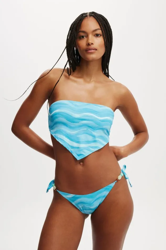 Cotton On Bikinis Bandeau Scarf Bikini Top Watercolour Blues 8211 Women
