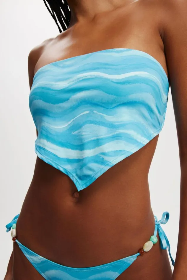 Cotton On Bikinis Bandeau Scarf Bikini Top Watercolour Blues 8211 Women