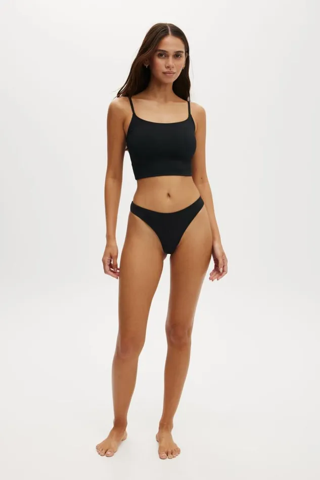 Cotton On Bikinis Cropped Tankini Swim Top Black 8211 Women