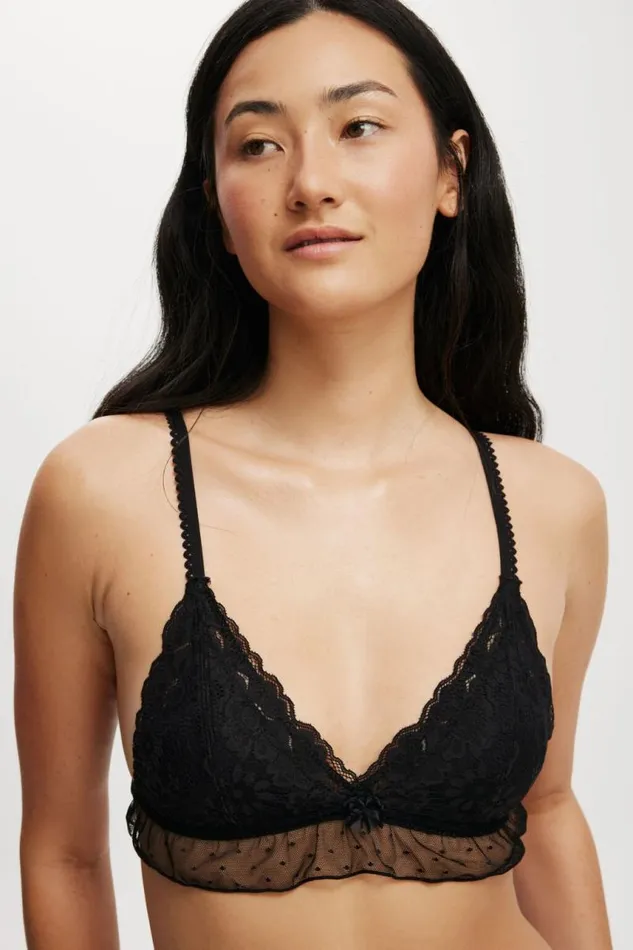 Cotton On Bras Holly Lace Triangle Padded Bralette Black 8211 Women