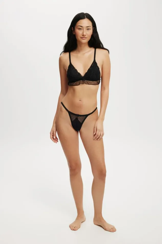 Cotton On Bras Holly Lace Triangle Padded Bralette Black 8211 Women